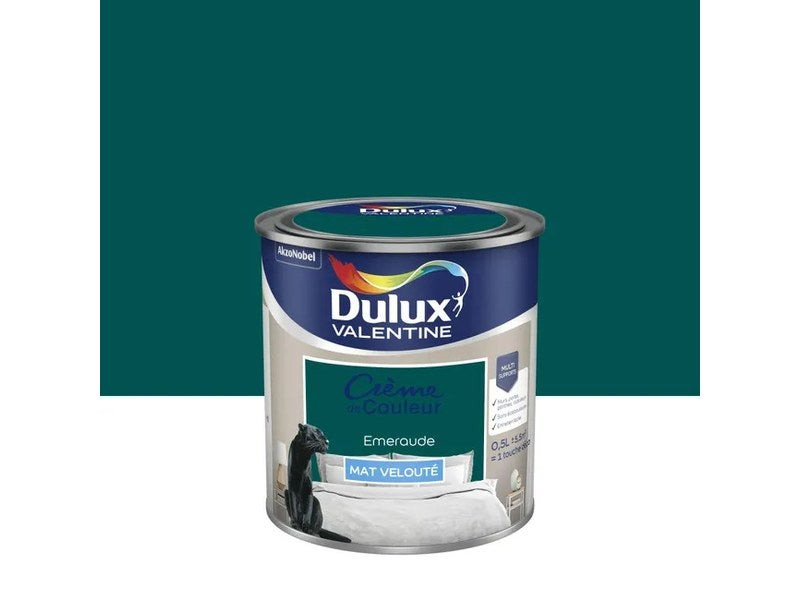 Peinture emeraude mur, boiserie Creme de couleur DULUX VALENTINE mat 0.5 l