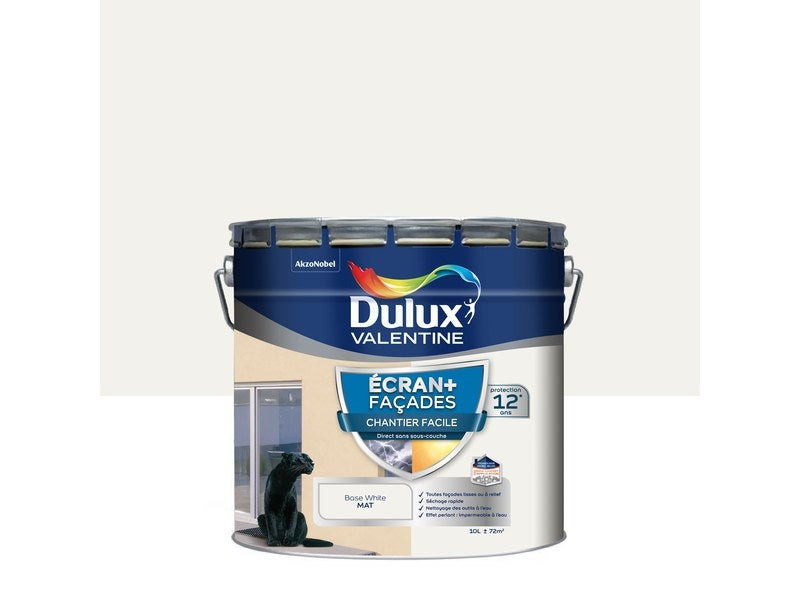 Peinture extérieure façade Ecran+ DULUX VALENTINE blanc bw mat 10l