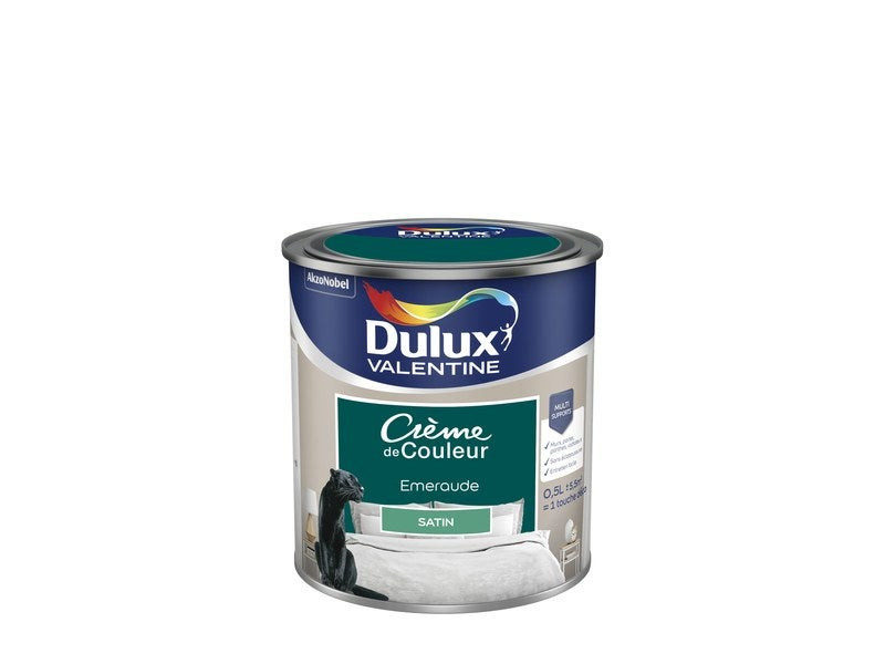 Peinture mur, boiserie crème de couleur DULUX VALENTINE émeraude satiné 0.5L