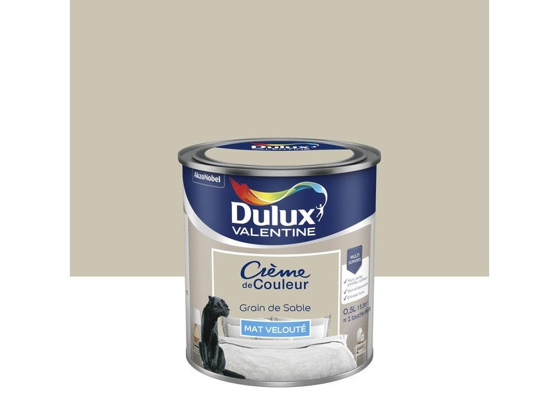 Peinture mur, boiserie Crème de couleur DULUX VALENTINE grain de sable mat 0.5 L