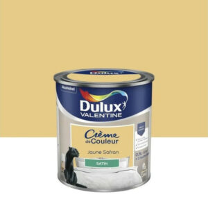 Peinture mur, boiserie Creme de couleur DULUX VALENTINE jaune safran satin 0.5 l