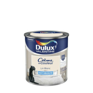 Peinture mur, boiserie Crème de couleur DULUX VALENTINE lin blanc mat 0.5 L