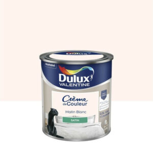 Peinture mur, boiserie crème de couleur DULUX VALENTINE matin blanc satiné 0.5L