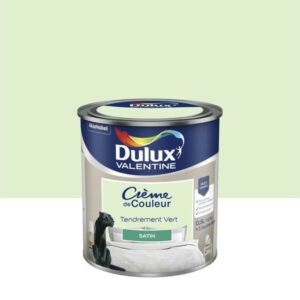 Peinture mur, boiserie Crème de couleur DULUX VALENTINE tendrement vert satiné 0.5 L
