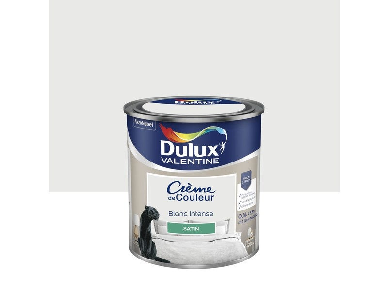 Peinture mur, boiserie et papier peint DULUX VALENTINE blanc intense satiné 0.5L