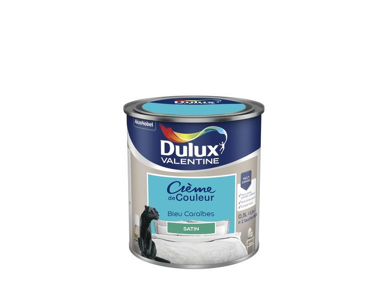 Peinture mur, boiserie et papier peint DULUX VALENTINE bleu caraibes satiné 0.5L