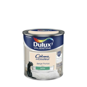 Peinture mur boiserie satiné, DULUX VALENTINE Crème de couleur, beige parfait, 0.5 litre