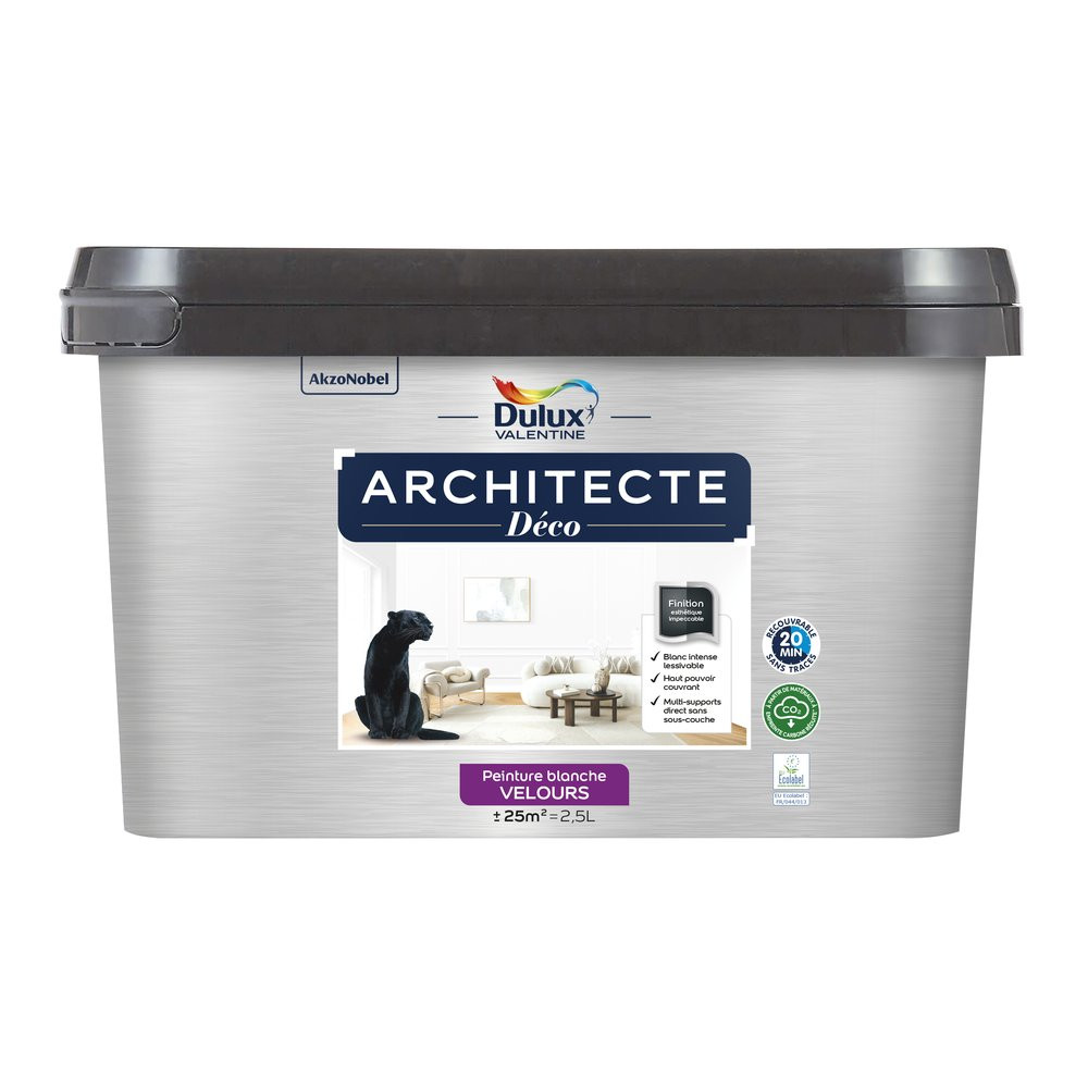 Peinture mur,plafond, blanc velours DULUX VALENTINE Architecte déco 2.5L