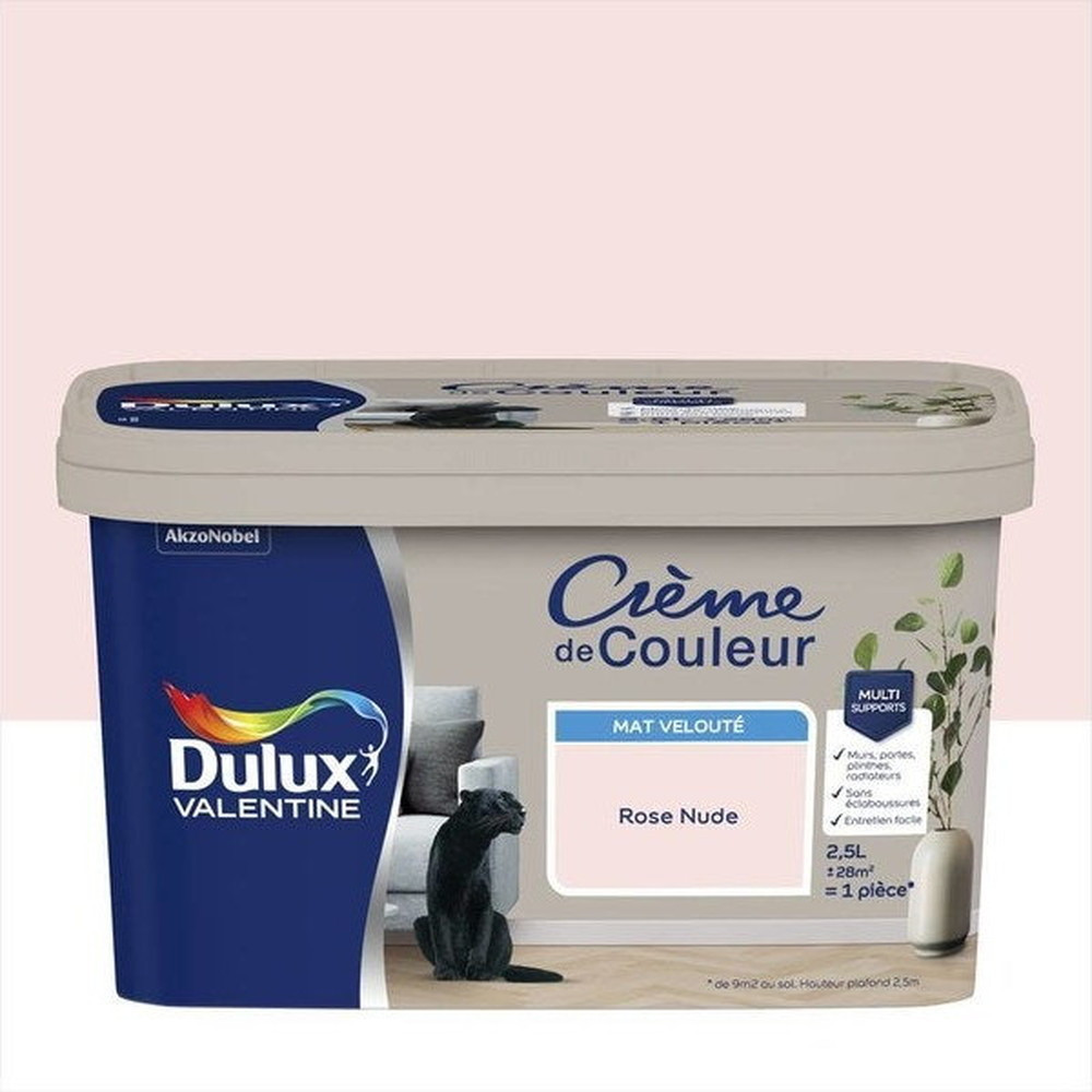 Peinture pour mur et boiserie Crème de couleur rose nude mat 2.5l