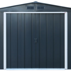 Abri de jardin métal - 9,72m² - kit ancrage - Anthracite