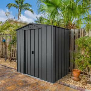 Abri de jardin métal imitation bois 2,48 m² avec kit d’ancrage - anthracite - grande hauteur