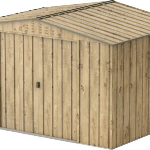 Abri de jardin métal WOODGRAIN - 7,75m² - kit ancrage - Imitation bois