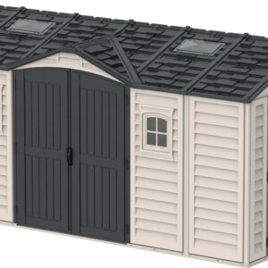 Abri PVC DARK GREY Apex 11,95m² - kit fondation, 2 fenêtres, 2 puits de lumière - Gris