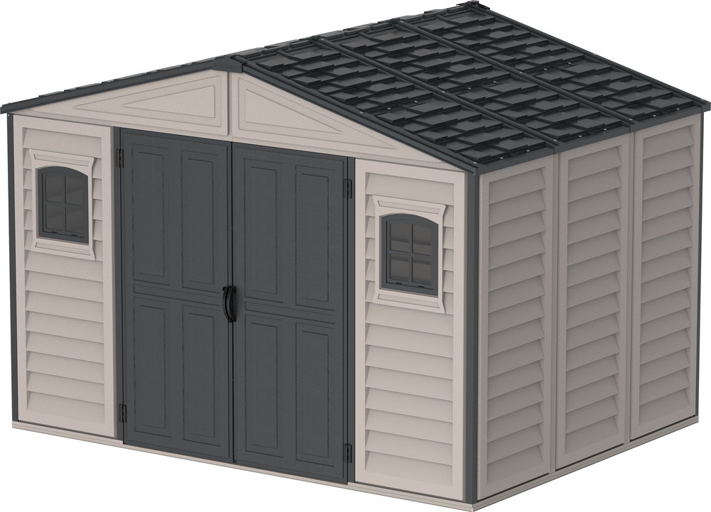 Abri PVC DARK GREY Apex - 7,68m² - kit fondation + 3 fenêtres - Gris