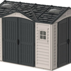 Abri PVC DARK GREY Apex 8,05m² - kit fondation, 2 fenêtres, 2 puits de lumière - Gris