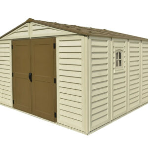 Abri PVC Woodstyle PREMIUM - 10,56m² - Kit fondation + 1 fenêtre - Beige