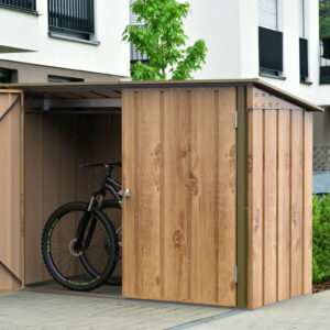 Abri vélos Duramax Métal 0,33mm 2,05M² avec kit ancrage - Imitation bois