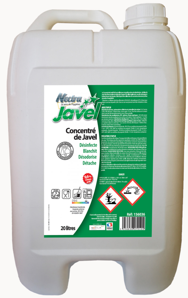 Eau de javel concentrée 9,6 % bidon de 20 L MIEUXA 156036
