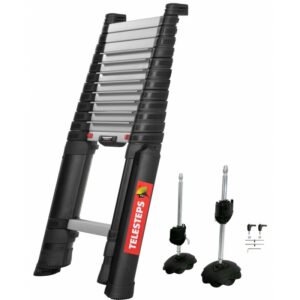 Echelle télescopique automatique PRIME LINE 4,1 m avec stabilisateur et pied TELESTEPS TEL-72241STAB/PPS
