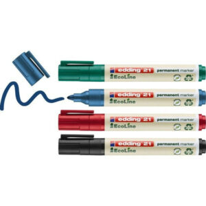 Lot de marqueurs permanents 4 couleurs EDDING ECOLINE 21