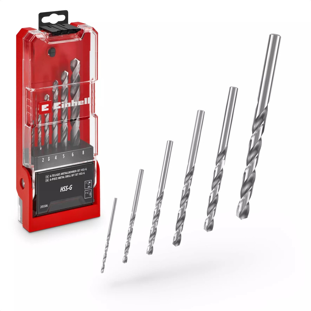 Coffret forets HSS-G - 6 pièces - acier rapide - Ø 3-8mm - affûtage précis