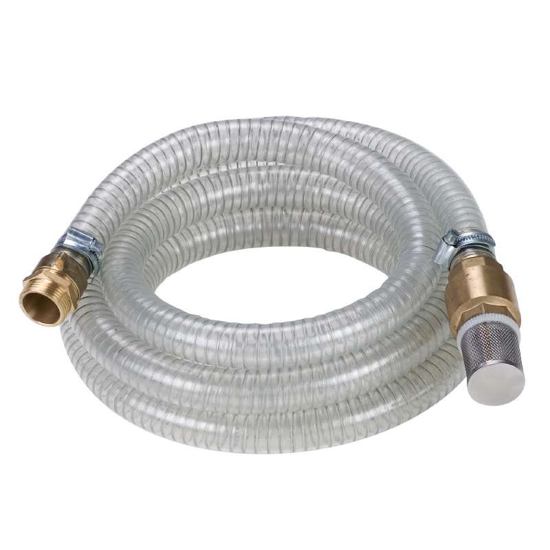 Flexible d’aspiration indéformable - Ø 25 mm - Longueur 4 m - Raccords laiton - Avec crépine et clapet anti-retour