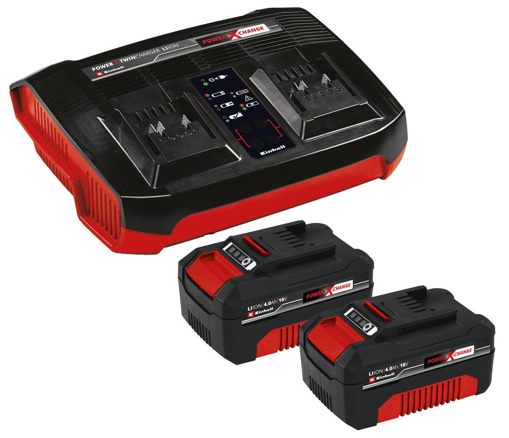 Kit batteries + chargeur Power X-Change - 2 × 18 V / 4,0 Ah - Chargeur rapide double - TWIN-PACK 36 V