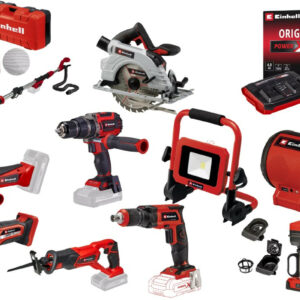 Kit chantier sans fil Einhell - 10 outils Power X-Change + 2 batteries 4.0Ah + chargeur