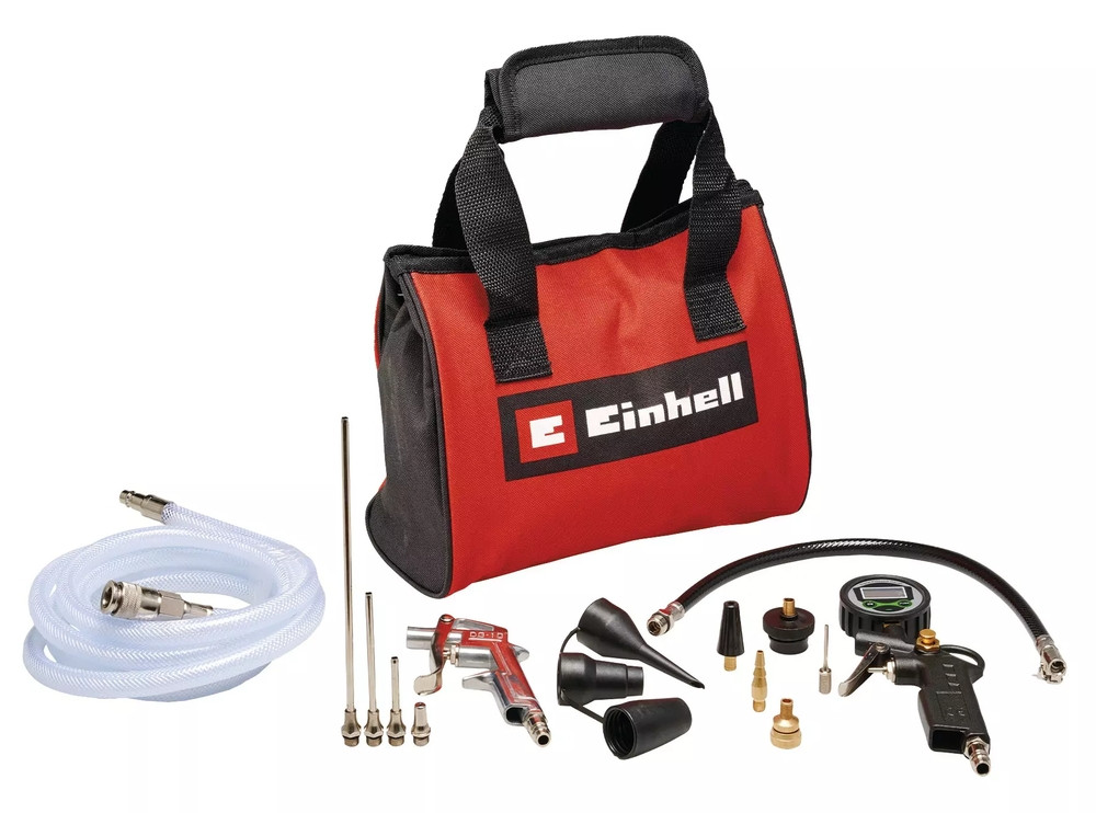 Kit d'air comprimé , 15 pièces avec manomètre numérique et sac de rangement