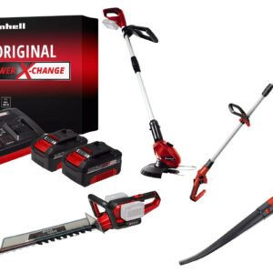 Kit jardin sans fil Einhell - Coupe-bordure - souffleur - taille-haies - ébrancheur + 2 batteries 4.0Ah