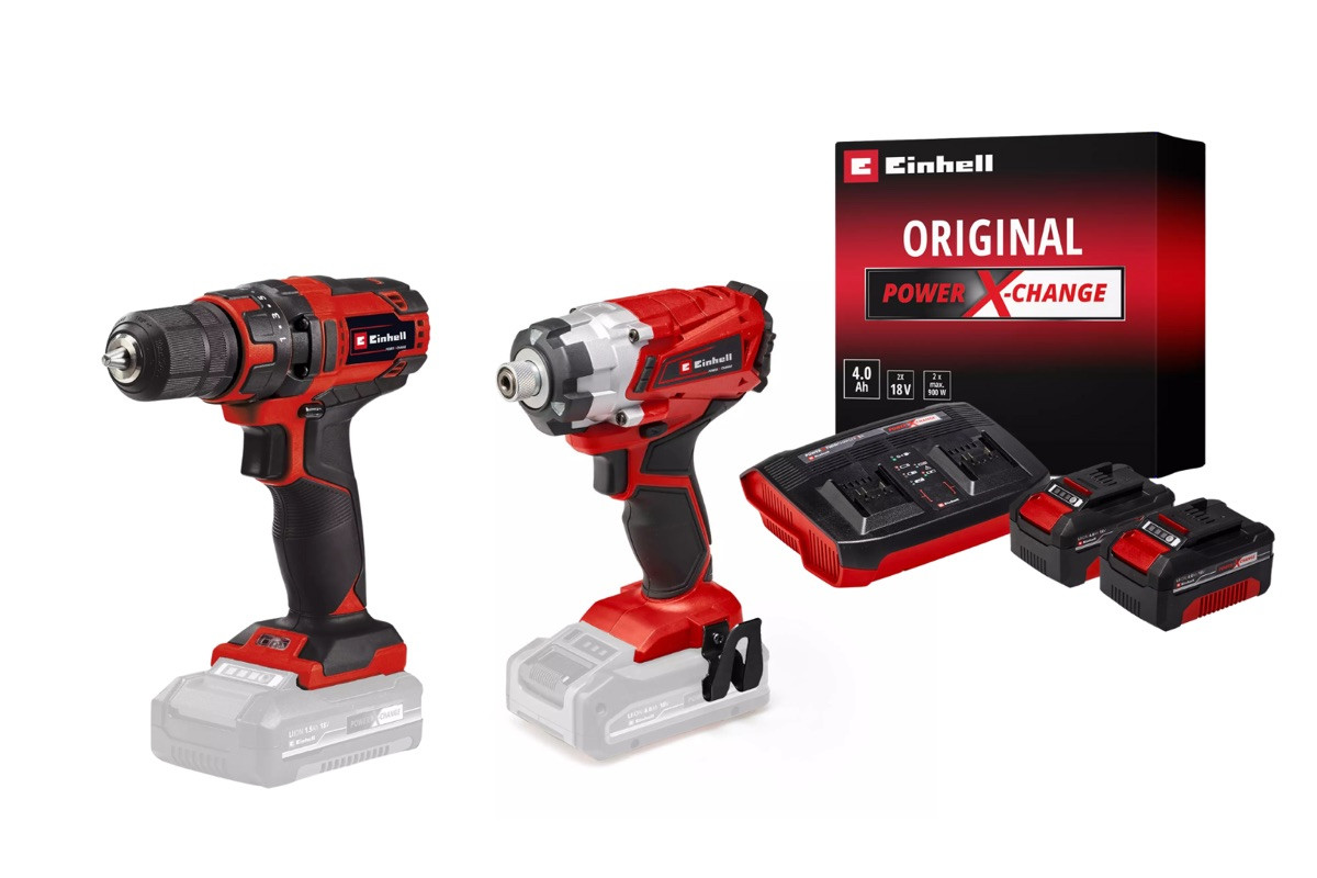 Kit vissage sans fil Einhell - Visseuse à chocs + perceuse-visseuse + 2 batteries 4.0Ah + chargeur
