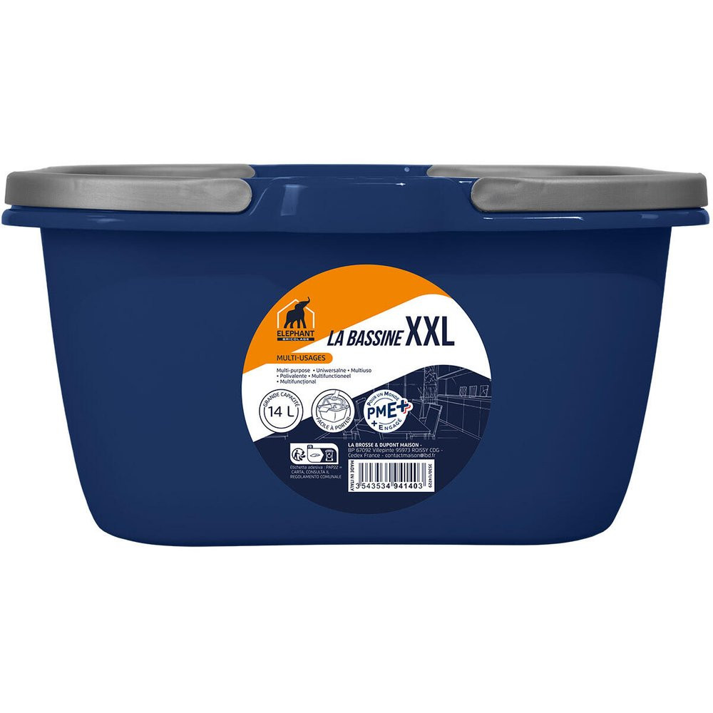 Bassine carree 14l avec anses elephant