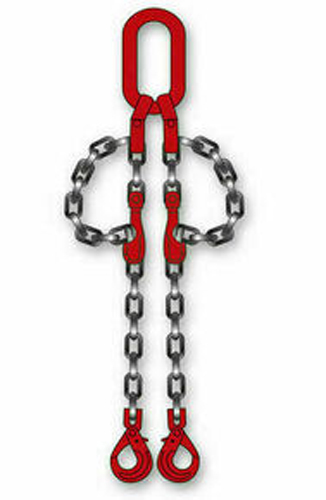 Elingue chaîne 2 brins avec crochet à chape de sécurité à verrouillage automatique + crochet de raccourcissement à chape L2 m CHAPUIS KLB026