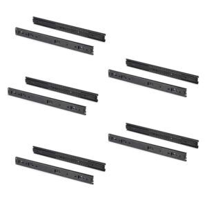 5 paires de coulisses a billes pour tiroirs à sortie totale, H 45 mm, L 500 mm, noir