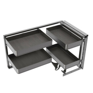 Accessoire extractible Harmony pour meuble de cuisine -  Droite -  Acier et Bois -  Gris anthracite
