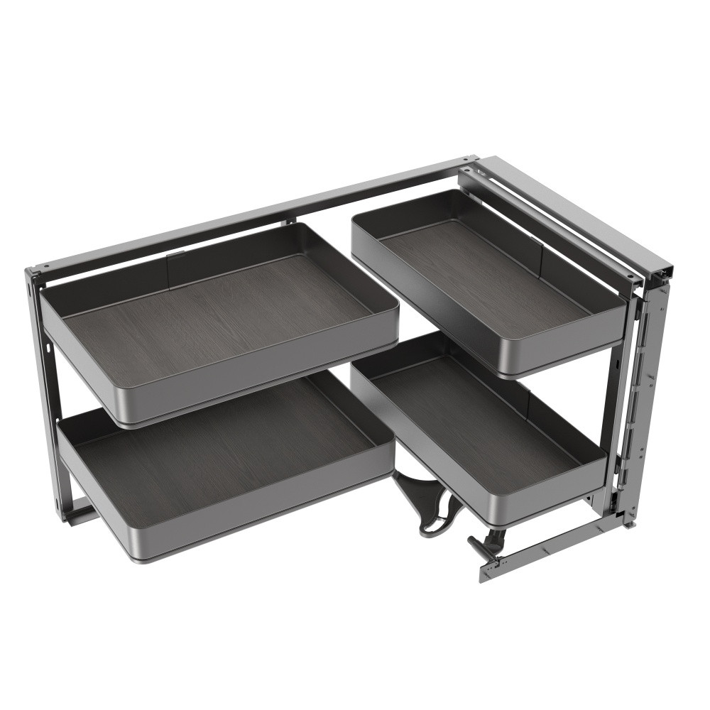 Accessoire extractible Harmony pour meuble de cuisine - Droite - Acier et Bois - Gris anthracite
