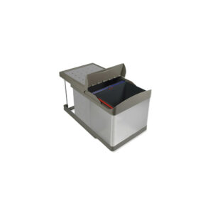Bac de tri sélectif à fixation inférieure et extraction automatique dans module de cuisine 2x16litres -  Plastique et acier inox