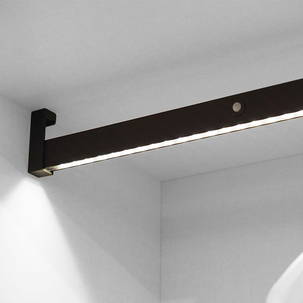 Barre de penderie 408-558 mm pour armoire Castor - lumière LED, détecteur de mouvement