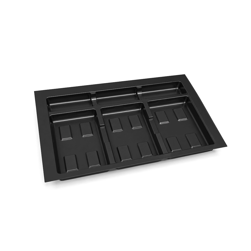 Base Emuca Recycle pour tiroir de cuisine 800 mm - 3 compartiments noir