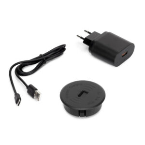 Chargeur de surface sans fil pour mobile Airtop 2 avec USB-A -  Ø60mm -  5V DC / 2.1A (USB-10W/Qi-10W) -  Plastique noir -  Plas
