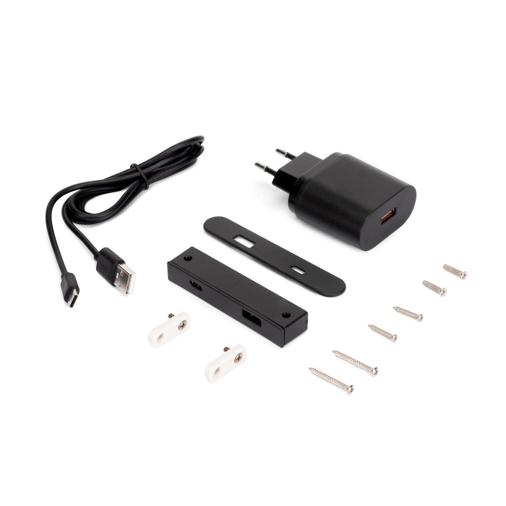 Connecteur USB A+C Linky (81x12mm) - 5V DC 2A (10W) - Plastique noir - Plastique