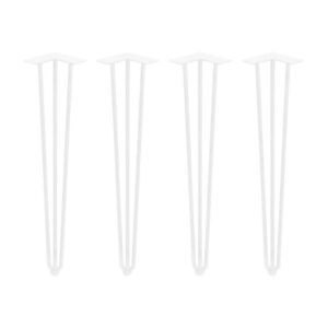 Jeu de pieds Hairpin de 3 barres par table, H 710 mm, Peint en blanc