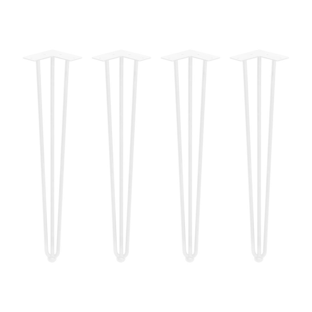 Jeu de pieds Hairpin de 3 barres par table, H 710 mm, Peint en blanc