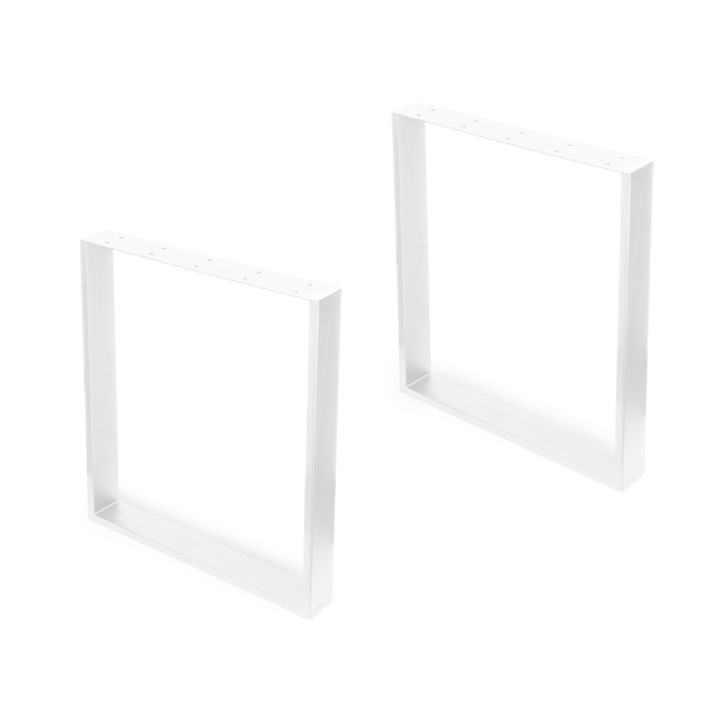 Jeu de pieds rectangulaires Square pour table, H 720 x 600 mm, Peint en blanc