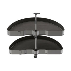 Jeu de plateaux tournants Harmony 1/2 lune - Module largeur 800mm - Hauteur réglable - Acier et Bois - Gris anthracite