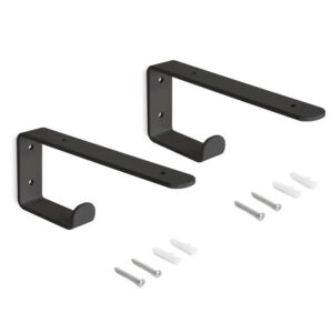 Jeu de supports pour étagères en bois Shelf avec cintre intégré - Acier - Noir