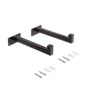 Jeu de supports pour étagères en bois Shelf droit avec tube carr - Acier - Peint en noir