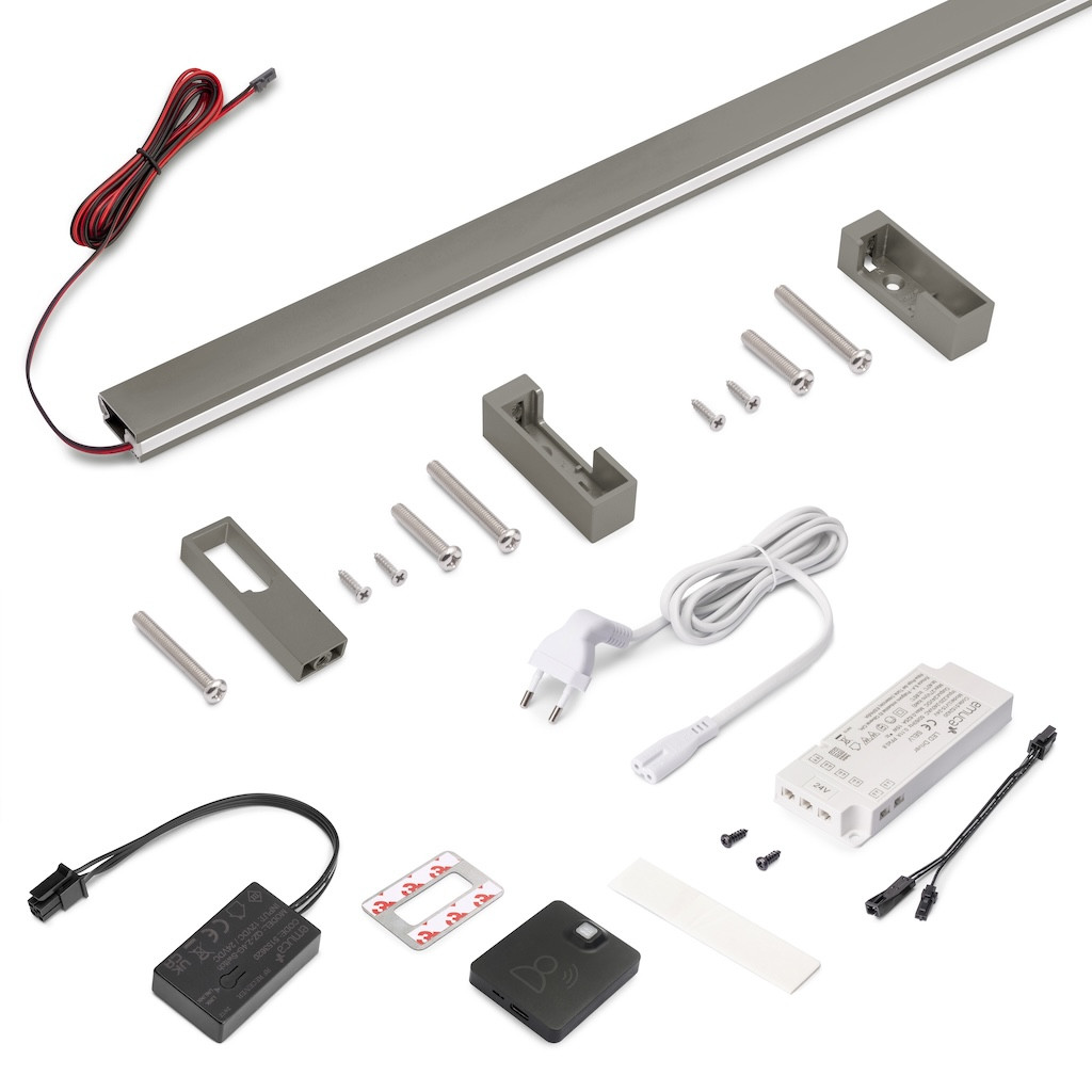 Kit barre de penderie Luxe LED Neonlynx 1150 mm - titane - détecteur RF Smart 2700 K