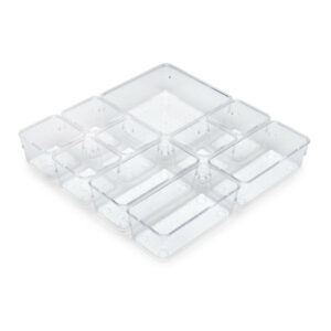 Kit de 10 seaux organisateurs Cube pour tiroirs -  Plastique -  Transparent