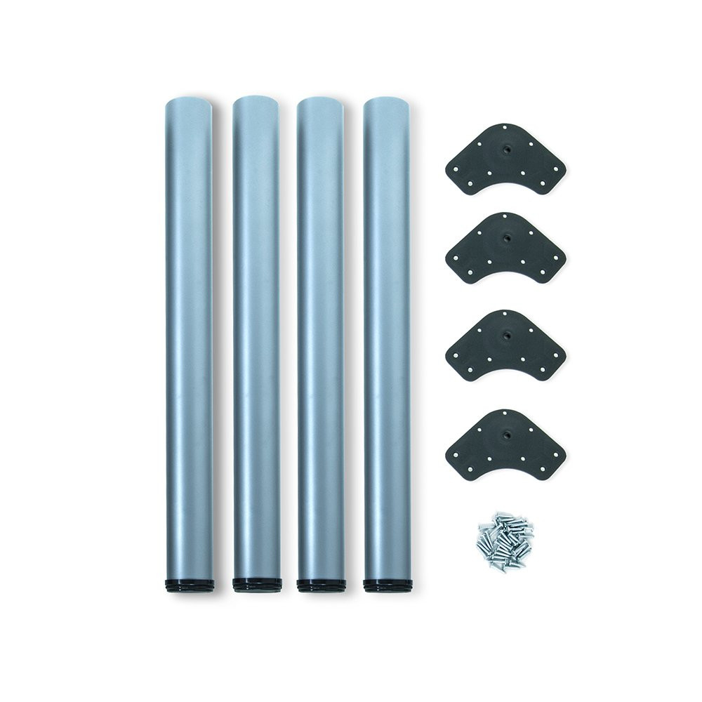 Kit de 4 pieds réglables pour table D. 60 x 830 mm en acier peint aluminium